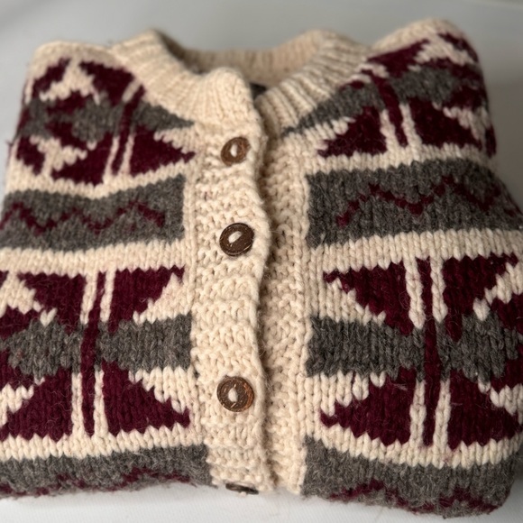 REY WEAR Vintage 100% Wool Cardigan Sweater Sz L- XL Oversized UNISEX - Picture 2 of 12